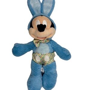 DISNEY STORE MICKEY MOUSE EASTER BUNNY PLUSH PLAID SATIN PANTS BOW TIE SO SOFT